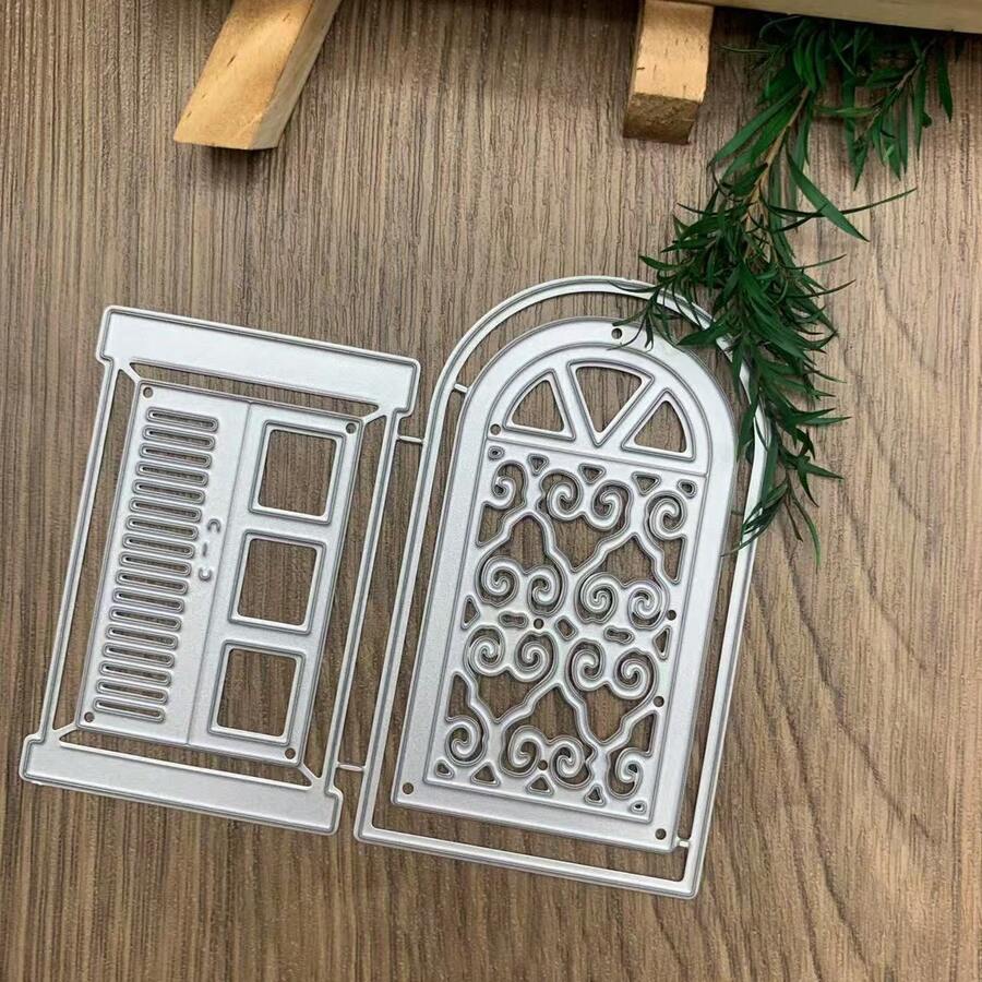 1pc Metal Window Frame Door Die-Cut Window Background Frame Cutting Mold Embossing Template Mold For Card Making, Decoration, And DIY Scrapbooking Albums
