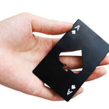 1个黑桃A开瓶器，扑克牌开瓶器，汽水罐开瓶器，便携式不锈钢卡片 - 黑與白 - 查看 9