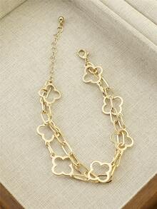 1条时尚七花双层手链，适合女性日常佩戴和作为礼物 - 金黃色 - 查看 6