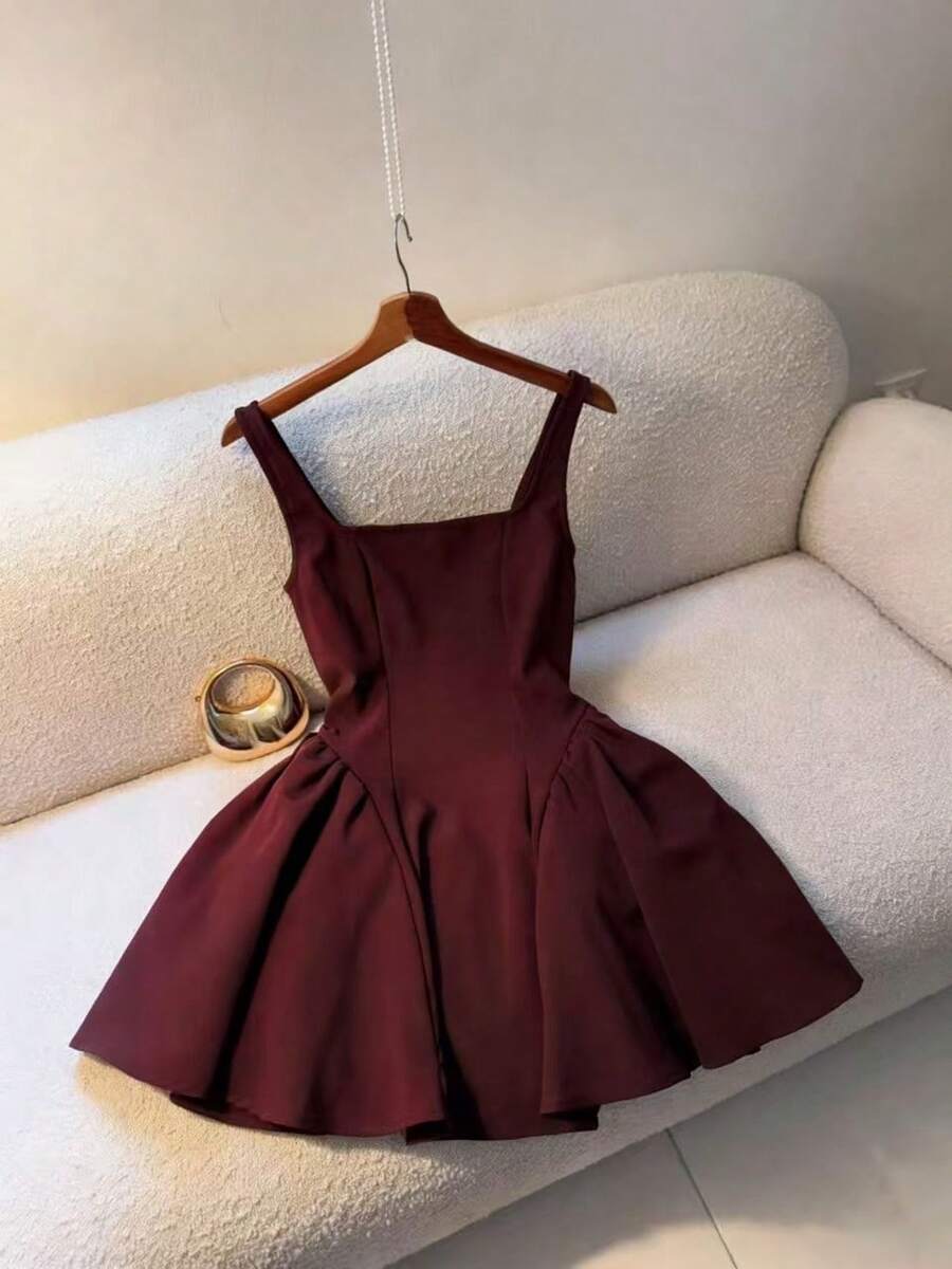 Đầm dự tiệc không tay họa tiết hoa gợi cảm dành cho nữ, đầm phù dâu, đầm nghỉ mát, đầm thanh lịch. - Màu Đỏ Sâu - Xem 1