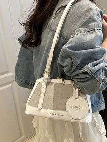 时尚撞色拼接贝壳造型女包，优雅单肩包，适合购物、装钱包、休闲出行，尤其适合年轻女性、大学生、职场新人、白领人士。也非常适合办公室、大学、工作、商务、通勤、户外活动、旅行和郊游等场合。 - 彩色 - 查看 3