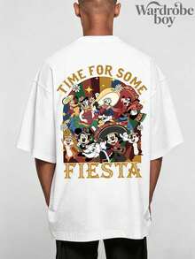 Disney Printed T-Shirt,Men's Disney-Themed Party T-Shirt, Mickey And Friends Mexican-Style T-Shirt, Disney World Party Team T-Shirt, Disneyland Family Vacation T-Shirt, Unisex,High-Quality Pure Cotton T-Shirt,Suitable For All Seasons, Comfortable And Breathable| Exquisite Design | The Best Choice For Giving Gifts - White - View 3