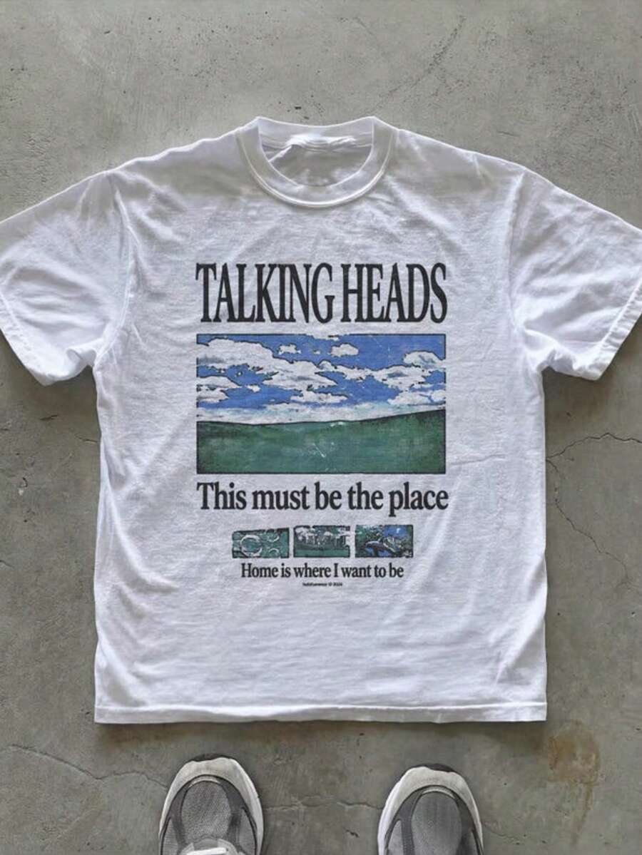 Talking Heads Graphic T-Shirt _ This Must Be The Place Lyric Tee _ 70s Rock Inspired Shirt - 白色 - 查看 1