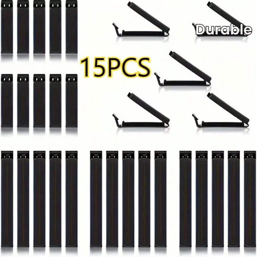 15pcs Black Plastic Bag Clips - 4.33-Inch Length, Durable Food Storage Sealing Clips For Freshness And Organization, Perfect For Home And Restaurant Use - 15件 - 查看 1