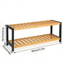 Estantería para zapatos de 2/3 niveles de madera y metal, estantería para zapatos sencilla, gabinete para zapatos para el hogar, estantería para zapatos económica, ahorra espacio, fácil de ensamblar, adecuada para pasillos, puertas de entrada y dormitorios - Ver 11