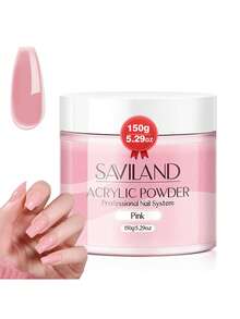 Saviland 5.29盎司粉色丙烯酸指甲粉，防碎持久，沙龙级品质，适用于美甲延长和3D雕刻法式美甲，家用沙龙DIY，初学者专业美甲用品 - 粉色 - 查看 2