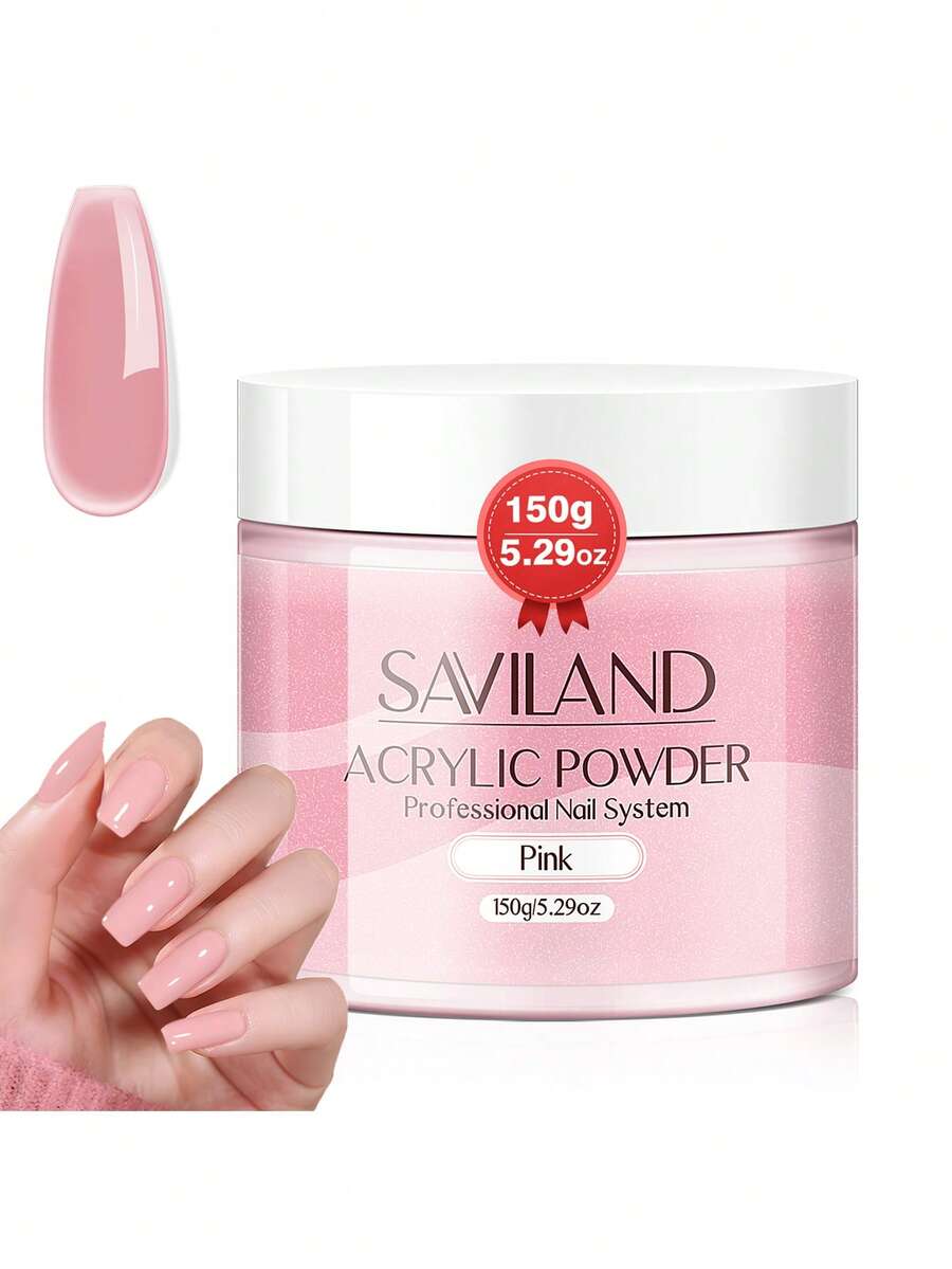 Saviland 5.29盎司粉色丙烯酸指甲粉，防碎持久，沙龙级品质，适用于美甲延长和3D雕刻法式美甲，家用沙龙DIY，初学者专业美甲用品