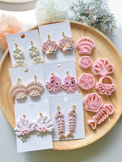 Plastic Polymer Clay Cutters & Shell Shape - DIY Crafting With Precise Cutting Edges For Handmade Clay, Jewelry Beads, Resin Charms - Molding Die For Polymer Clay Art Supplies (Compatible With DIY Kits)