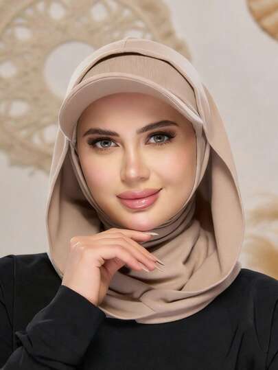 1pc Women's Solid Color Balaclava Ski Mask Neck Warmer Elastic Headband Turban, Breathable Comfortable Stretchy Wide-Brim Sweat-Absorbent Multifunctional Sports Headwear, Minimalist Fashion Scarf, Hood And Matching Headband In One