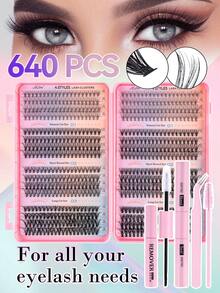 640件专业睫毛嫁接套装，包含睫毛、胶水、卸妆液和工具，让您在家轻松打造沙龙级美睫效果。这是一款专业的睫毛嫁接套装，让您在家轻松DIY沙龙级美睫。套装包含仿貂毛睫毛、强力胶水、卸妆液和精密工具，是DIY睫毛嫁接的理想之选。 - 黑色 - 查看 16