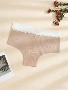 3条装女士性感蕾丝拼接透气弹力比基尼内裤，女士内衣 - 彩色 - 查看 2