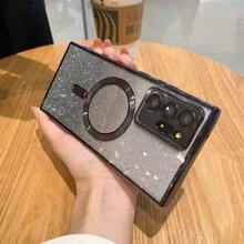Glitter Luxury Magnetic Case For Galaxy S24 S23 S22 S25 Ultra Plus S25 FE Wireless Charging Cover,For A05 A15 A35 A25 A14 A17 A24 A34 A54 A26 A36 A16 A06 A25 5G TPU Shell, Suitable For Gift Idea For Women Men - Black - View 8