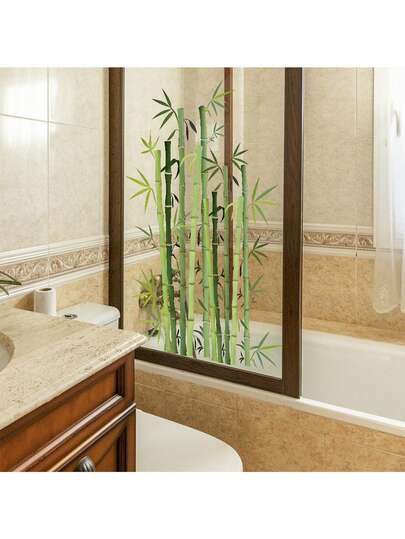 Wandaufkleber Grüner Bambuswald, Zen & Ruhiges Thema, PVC Material, selbstklebende Dekoration für Wohnzimmer, Eingangsbereich, geeignet für SPA, Tee-Erlebnis-Store, chinesisches Restaurant, Privatraum, Wellnesscenter Flur, Luxushotel Lobby, einfach zu ersetzen, schaffen Sie eine elegante Dekoration