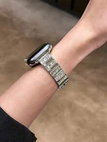 Compatible With Apple Watch Premium Diamond Bangle Strap For Ultra/SE 2/SE 1/Series 11/10/9/8/7/6/5/4/3/2/1, 38/40/41/42/44/45/46/49mm - Silver - View 9