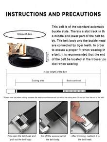 Ceinture en PU avec boucle automatique à lettres gaufrées pour hommes. Disponible en noir et marron, la boucle est plaquée or, argent et gunmetal. Elle présente un design réglable avec un look élégant et luxueux, convenant aussi bien aux occasions professionnelles que décontractées. Un cadeau idéal pour la Fête des Pères et les anniversaires. - Multicolore - Voir 8