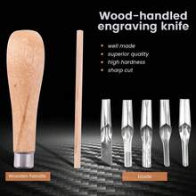Block Cutting Rubber Stamp Carving Tools With 5 Blade Wood Handle Printmaking Carving Tools Set - Multicolor - View 5