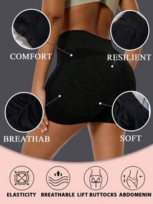 5-Pack Women'S High Waist Yoga Shorts - Breathable, Elastic, Tummy Control, Butt Lifting, Nylon And Spandex Blend, Hand Washable - Multiple Colors Shorts For Women-Gym Shorts - Nhiều màu - Xem 9
