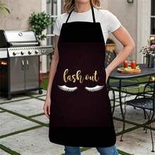 1PC Fashion False Eyelash Pattern Apron Creative Eye Makeup Element Kitchen Waist Apron Women Cosmetic Theme Cooking Stainproof Personalized Lash Art Print Household Apron - B - View 8