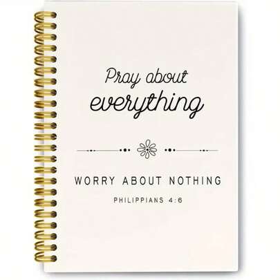 1 Stück 13,97 x 21,08 cm 50-seitiges christliches Inspirations-Notizbuch für Frauen, christliches Spiral-Gebetstagebuch, Fürchte dich nicht, Kirchennotizbuch, Hardcover-Notizbuch mit Bibelzitaten, kariert
