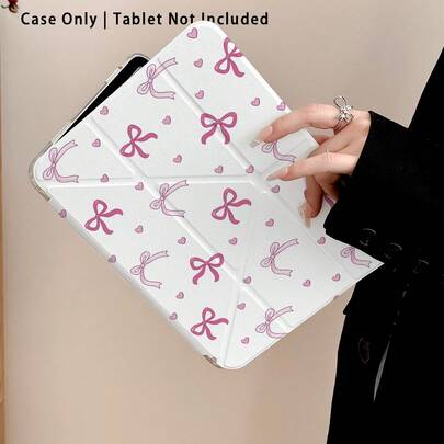 3+Y 可折叠防弯折玫瑰粉蝴蝶结爱心涂鸦亚克力水晶保护壳，适用于荣耀平板电脑 9/10、荣耀 GT 11.5、X9A/X9Pro、MatePad SE 11、MatePad 11" 2023/2022、MatePad Pro、第十代 11"、Galaxy Tab A9 Plus/A11/A11 PLUS