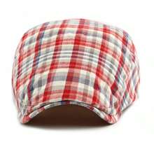1pc 2026 Spring New Beret Hat For Men, Retro British Style Casual Versatile Plaid Newsboy Cap, - Three-color Thin Plaid Baseball Cap - View 4