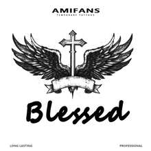 AMIFANS Temporary Tattoo Wings With Cross , Semi Permanent Tattoo,Lasting 1-2 Weeks Tattoo, Long Lasting Tattoo, Juice Tattoo, Realistic Tattoo, Romantic Tattoo, Fake Tattoo, Waterproof, Authentic Tattoo Look, Niche Design Tattoo, Fruit Tattoo, Plant-Based Tattoo - Black - View 3