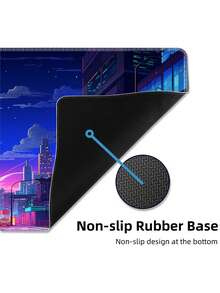 霓虹城游戏桌鼠标垫 XL 加长鼠标垫 游戏键盘电脑办公笔记本电脑鼠标垫 皇后尺寸鼠标垫 缝边防滑橡胶底座 - 查看 9