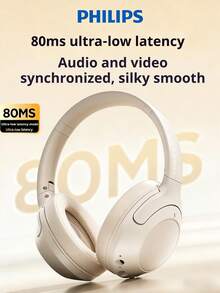 PHILIPS 飞利浦 TAH2020 无线耳机，蓝牙 5.4 降噪耳机，带麦克风，50 小时续航，可折叠 Hi-Fi 立体声游戏耳机，适用于 PC 和旅行 - 查看 1