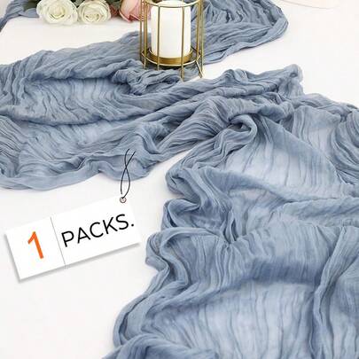 1pc/4pcs 35.4*70.9in/35.4*118.1in Blue Foldable Table Runner, Made Of Polyester Fabric, Suitable For Holiday And Birthday Party Decoration, Wedding Supplies, Family Gatherings, Room And Dining Table Decor, Tablecloth, Table Runner And Table Cover
