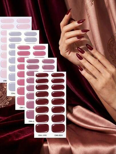 [UV Free] Classic Retro Elegant Solid Color Crystal Gel Nail Stickers, 16pcs Set, Multiple Color Options, Create Refined Nail Art. Glossy Finish, Long-Lasting, No UV Lamp Required. Fashionable Manicure Supplies For Women & Girls' Daily Dates, Gatherings, DIY. A Gift For Her