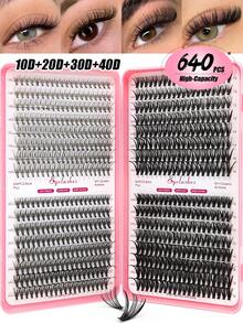 Bộ 640 sợi mi giả Asiteo D-Curl 10D+20D+30D+40D, mi giả dày dặn, thích hợp cho người mới bắt đầu, mềm mại và bồng bềnh, hiệu ứng tự nhiên, dễ dàng tự làm mi giả từng đoạn, bền lâu và dày dặn, hộp mi nhỏ gọn, có thể tự trang điểm mắt cáo/mắt mèo/trang điểm sân khấu, dễ sử dụng, thích hợp cho sử dụng hàng ngày, đám cưới, tiệc tùng, ngoài trời, du lịch, lễ hội hóa trang, lễ hội âm nhạc, v.v. - D - Xem 1