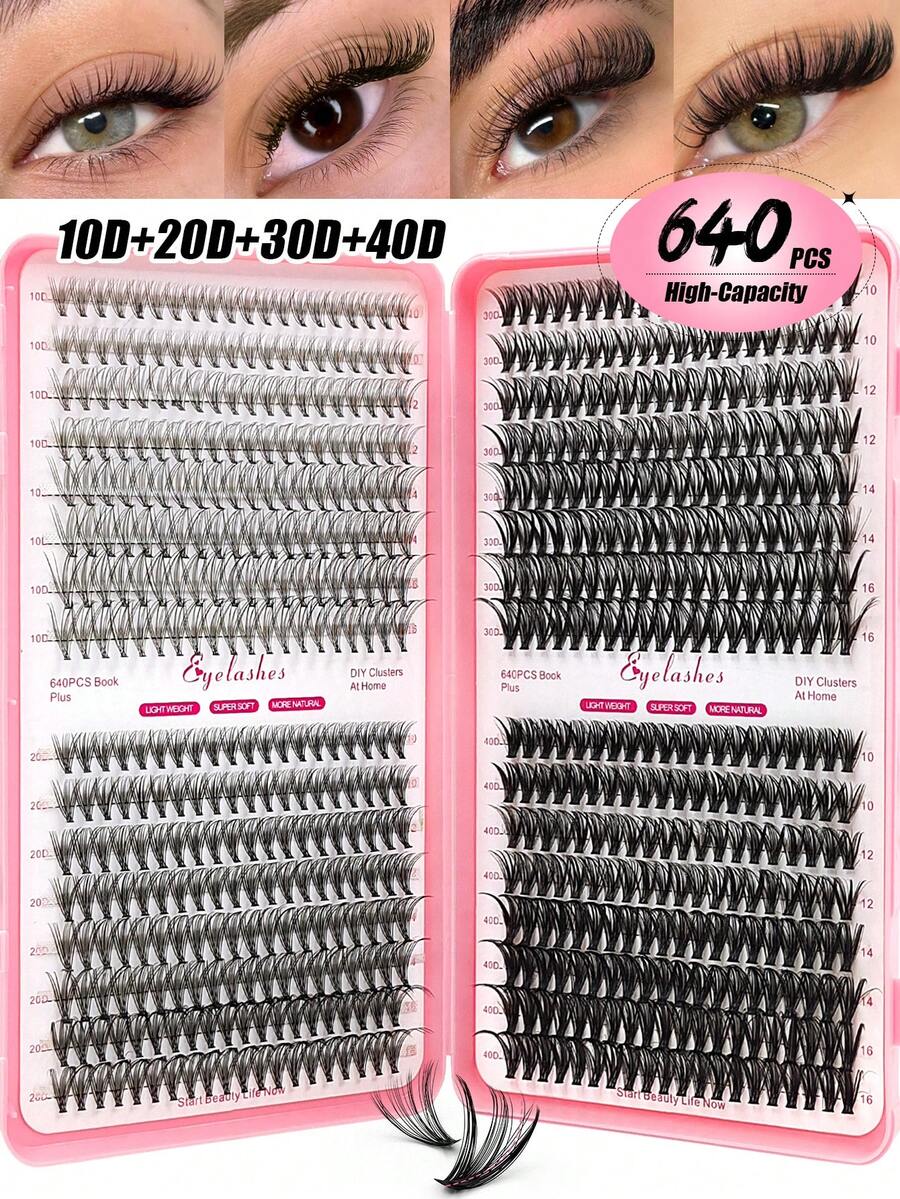 Bộ 640 sợi mi giả Asiteo D-Curl 10D+20D+30D+40D, mi giả dày dặn, thích hợp cho người mới bắt đầu, mềm mại và bồng bềnh, hiệu ứng tự nhiên, dễ dàng tự làm mi giả từng đoạn, bền lâu và dày dặn, hộp mi nhỏ gọn, có thể tự trang điểm mắt cáo/mắt mèo/trang điểm sân khấu, dễ sử dụng, thích hợp cho sử dụng hàng ngày, đám cưới, tiệc tùng, ngoài trời, du lịch, lễ hội hóa trang, lễ hội âm nhạc, v.v. - D - Xem 1