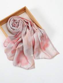 1件装女士花卉水彩印花头巾，印花头巾，波浪印花，波西米亚风格，数码水彩印花头巾围巾，时尚百搭，多功能防晒围巾，可用作头巾、腰带、披肩，适合所有季节，日常佩戴 - 彩色 - 查看 5