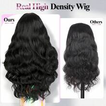 V Part Wig Body Wave 150% Density Upgrade U Part Beginner Friendly Body Wave 28inches Loose Curly Wig ( Black/ Brown Highlights) Full Head Clip In Hair Hair Topper Syntehtic Curly Wig Balck Curly Wave Wig Full Long Wave Wig For Women Daily Life Or Party - Multicolor - View 5