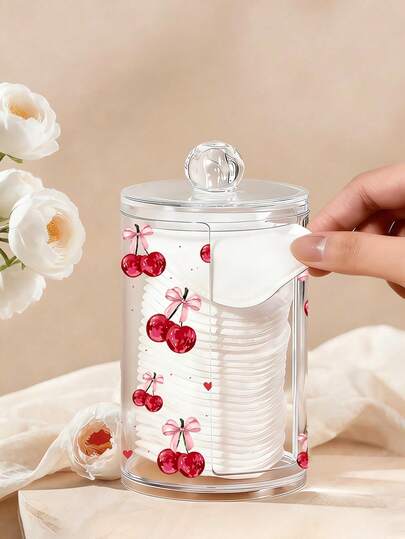 领结图案棉签收纳盒，棉签收纳架，棉签牙线收纳罐，透明亚克力化妆棉盒，化妆刷收纳盒，化妆品收纳盒，适用于家庭、办公室、桌面，清洁球收纳盒，浴室收纳罐，透明罐，适用于棉签、清洁球、棉垫、牙线（手工测量：可能存在1-2厘米误差）