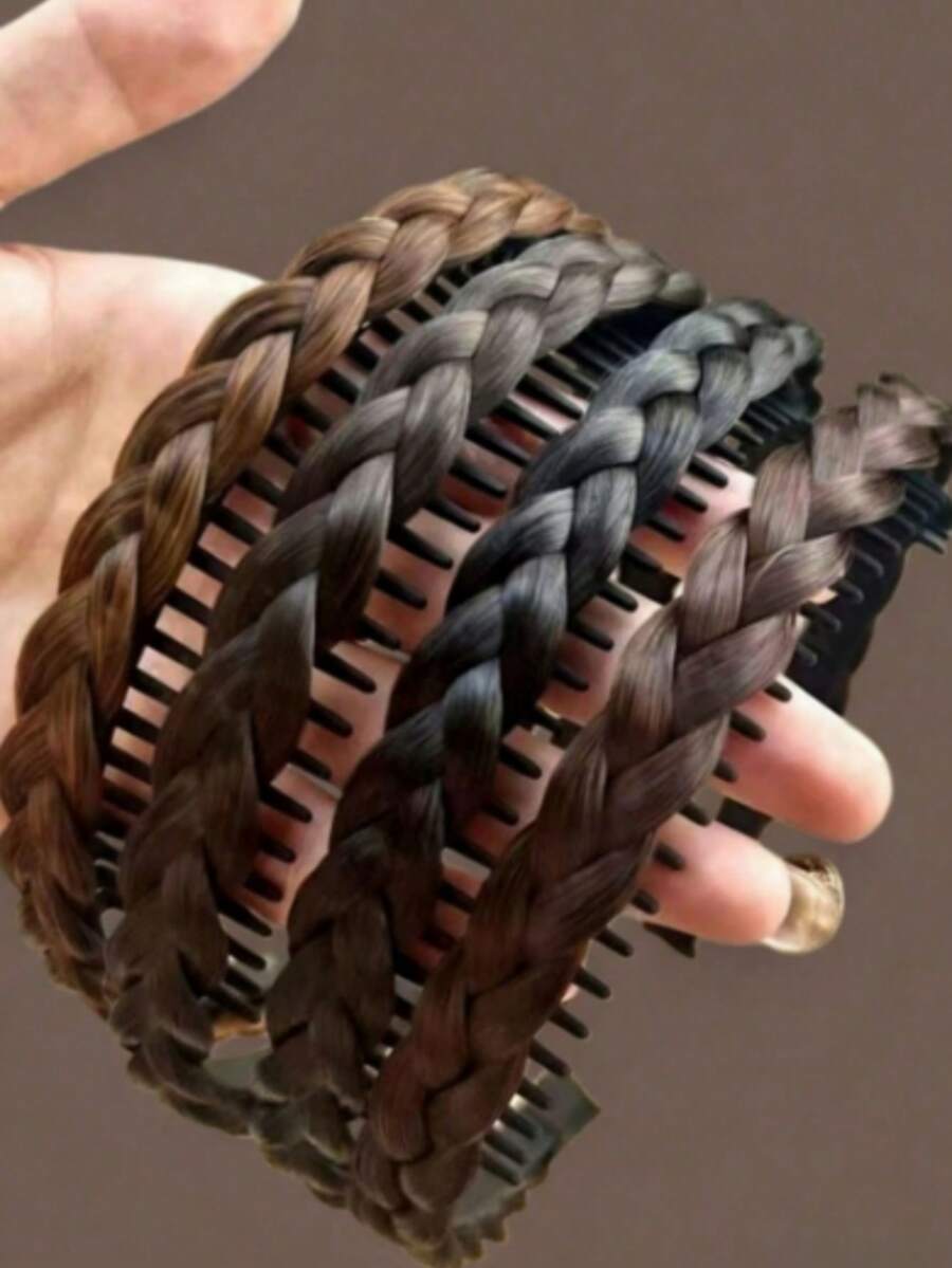 1pc Fashionable Minimalist Faux Hair Braided Headband - Multicolor - View 1