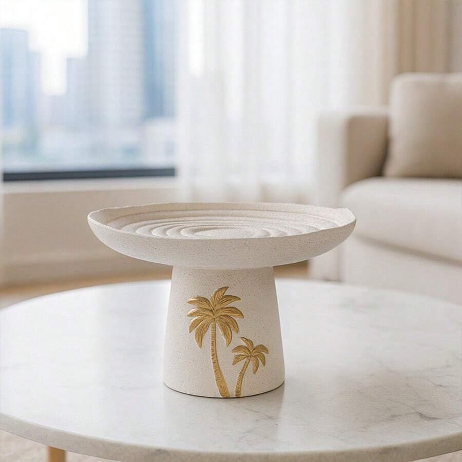 1pc Creative Resin Decorative Tray Indoor/Outdoor Tabletop Decoration Durable Dining Table Entryway Centerpiece Coconut Tree Pattern For Home Decor Living Room Office And Entryway Storage, Jewelry Trays - one-size - View 1
