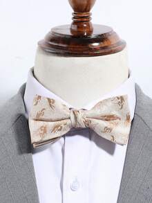 1件男士商务风叶子植物图案预系领结 - 彩色 - 查看 4