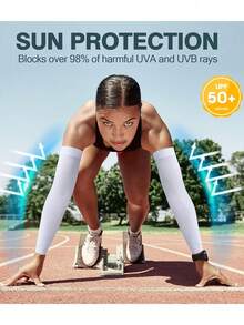 4 双装 UPF 50+ 防紫外线运动压缩降温护臂，男士篮球护臂，学校万圣节配饰冬季手套袖套，白色手套护臂，秋季服装万圣节服装黑色男士护臂，礼品 - 彩色 - 查看 6