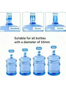 1/2/3/4pcs 3/5 Gallon Water Dispenser Bottle Caps, Silicone Reusable Replacement Lids, Leak-Proof Bottle Caps, Fit 55mm Water Cooler Bottles, Random Styles - Blue - View 7