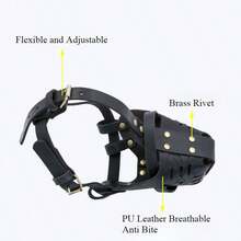 Bozal de perro de cuero duradero - Bozal de transpirable anti-mordeduras, adecuado para perros medianos y grandes - Negro - Ver 10