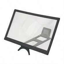 3D折叠手机屏幕放大器，多功能视频投影支架，护眼高清镜，黑色，兼容、安卓手机，生日礼物，送给家人、朋友的电影、视频和游戏礼物，生日电影视频游戏放大器屏幕扩展器 - 黑色 - 查看 7