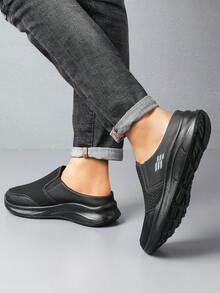 Men's Breathable Mesh Slip-On Loafers, Lightweight Soft Sole Casual Shoes, Convertible Backless Beijing Cloth Shoes - Black - View 7