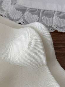 1 Pair Women's Mid-Calf Socks, Spring/Summer Lace Trim Lolita Style Breathable Mid-Calf Socks - Multicolor - View 6