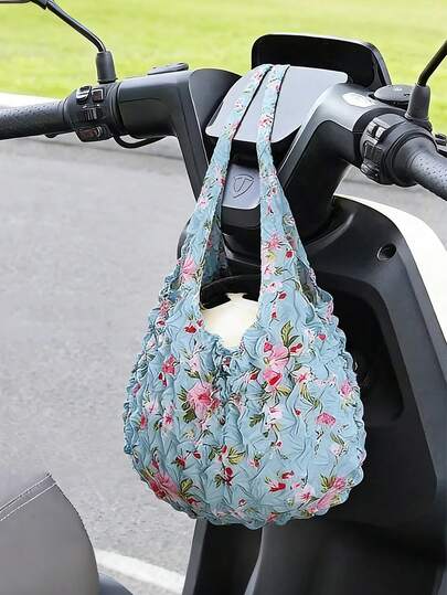 1pc Motorcycle/Electric Bicycle Net Bag, Available In White And Black. Can Be Used As A Front Storage Net For Electric Bicycles To Hold A Full Helmet, Or As A General Storage/Shopping Bag.