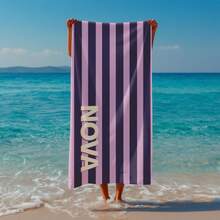 1pc 29″X58″ 31″X71″ Personalized Beach Towels, Custom Beach Towel, Striped Beach Towel, Vacation Gift, Bachelorette Bridesmaid Gifts, Girls Trip Towel, Birthday Anniversary Engagement Wedding Valentine Day Mother's Day Wedding Vacation Gift - White - View 8