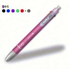 1pc 6-In-1 Multi-Color Ballpoint Pen, 5 Color Ballpoint Pen, 1pc Automatic Pencil With Eraser, Suitable For Office & Writing Supplies - Sets - View 4
