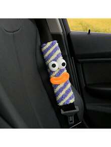 Cute Monster Car Seat Belt Shoulder Pad - Funny Sausage Mouth Design With Googly Eyes, Soft Comfortable Safety Belt Cover, Auto Accessory - A - View 6