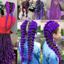 Bộ 2 dây buộc tóc đuôi ngựa màu tím - Dây buộc tóc bện dài 26 inch có chun, thích hợp cho cosplay, tiệc tùng, lễ hội, đám cưới và sử dụng hàng ngày. - Nhiều màu - Xem 4