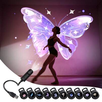 1 Set Multi-Pattern USB Projection Lamp, Decorative Wall Light. Adjustable Bracket Adapts To Multiple Settings. Plastic Body Ensures Safety And Durability. Ideal Birthday Gift For Creating Atmospheric Charm